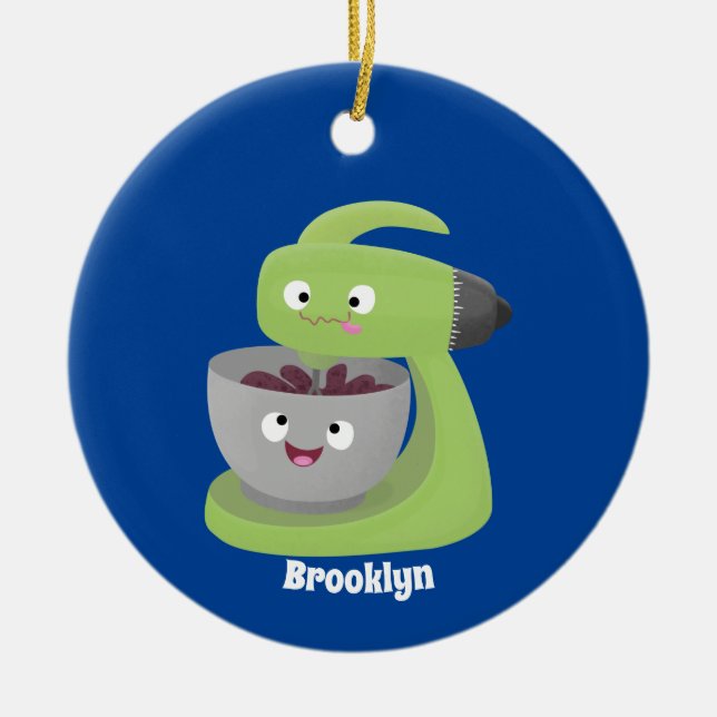 Cute cake mixer kitchen appliance cartoon ceramic tree decoration (Front)