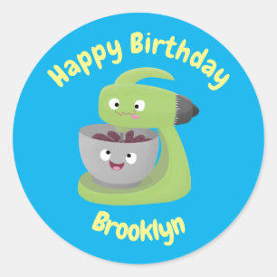 Cute cake mixer kitchen appliance cartoon classic  classic round sticker