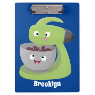 Cute cake mixer kitchen appliance cartoon clipboard