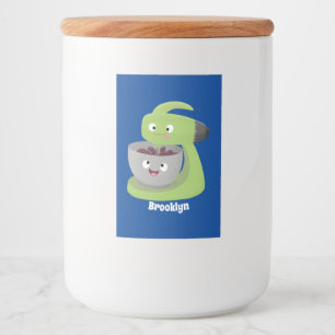 Cute cake mixer kitchen appliance cartoon  food label