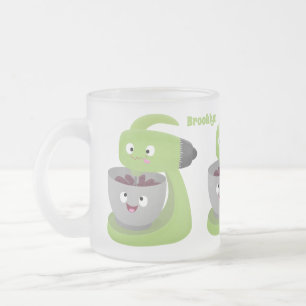 Cute cake mixer kitchen appliance cartoon frosted glass coffee mug