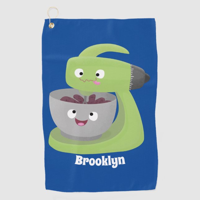 Cute cake mixer kitchen appliance cartoon golf towel (Front)