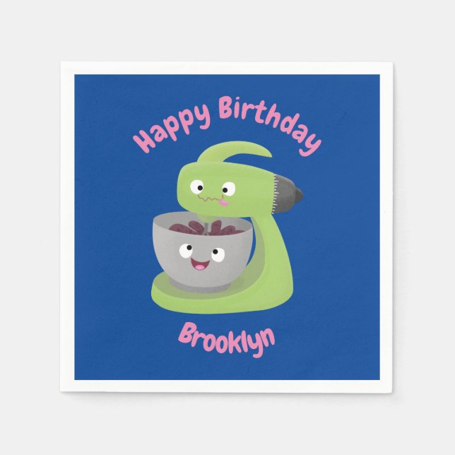 Cute cake mixer kitchen appliance cartoon napkins (Front)