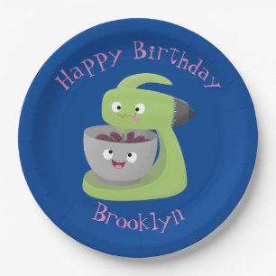 Cute cake mixer kitchen appliance cartoon paper plate