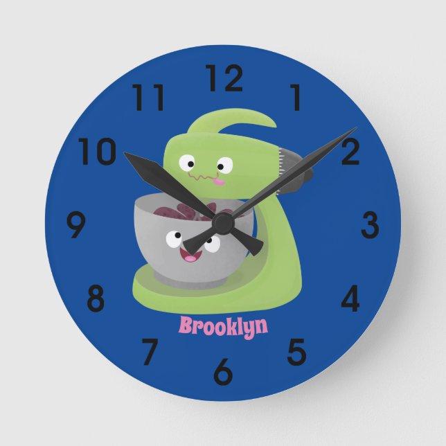 Cute cake mixer kitchen appliance cartoon round clock (Front)