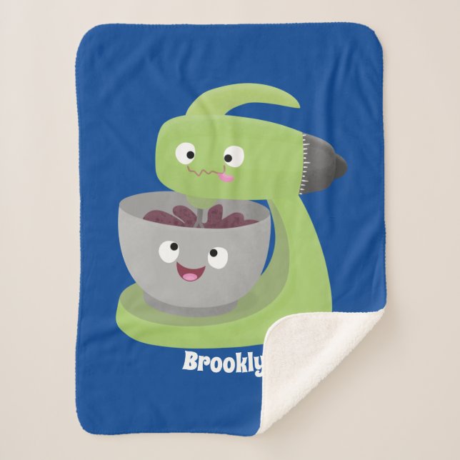 Cute cake mixer kitchen appliance cartoon sherpa blanket (Front)