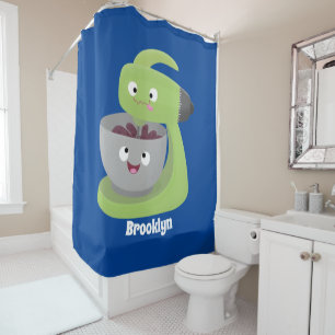 Cute cake mixer kitchen appliance cartoon shower curtain