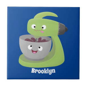 Cute cake mixer kitchen appliance cartoon  tile