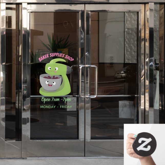 Cute cake mixer kitchen appliance cartoon window cling (Office Door)