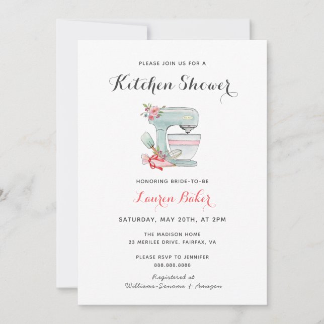 Cute Cake mixer kitchen Bridal Shower Invitation (Front)