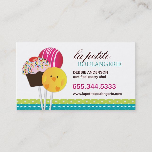 Cute Cake Pop Business Cards (Front)