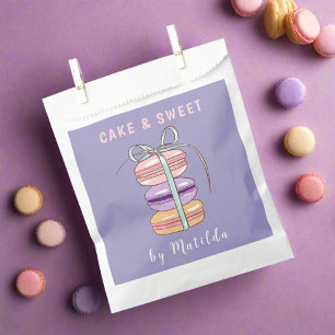 Cute Cake & Sweet Baking Macaroons Purple & Pink  Favour Bags