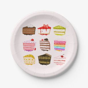 Cute cakes afternoon or morning tea party paper plate