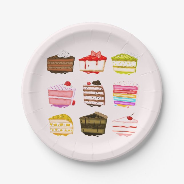 Cute cakes afternoon or morning tea party paper plate (Front)