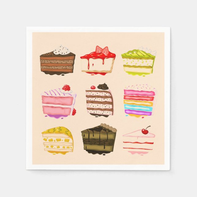 Cute cakes afternoon tea party napkin (Front)