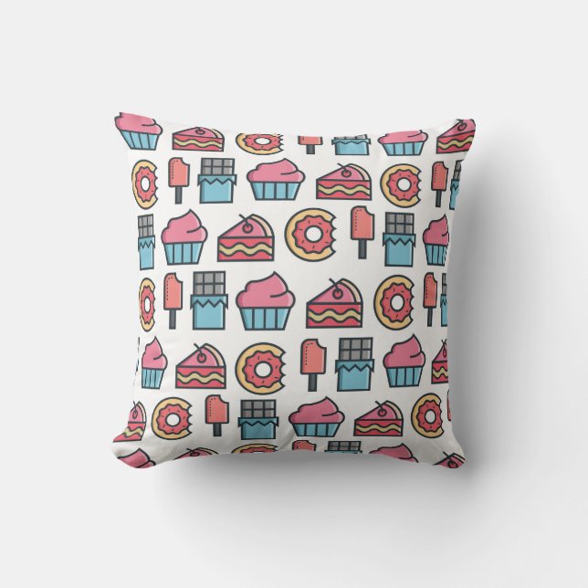 Cute Cakes and Desserts Pattern Cushion (Front)