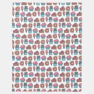Cute Cakes and Desserts Pattern Fleece Blanket