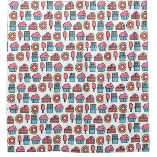 Cute Cakes and Desserts Pattern Shower Curtain