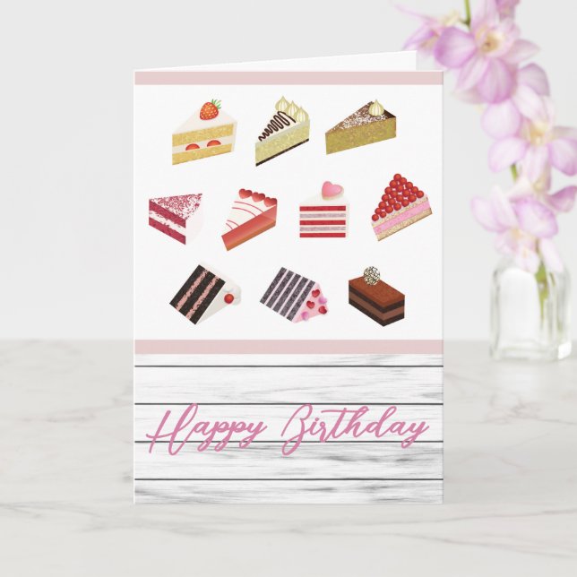 Cute Cakes Dessert Birthday Card (Orchid)