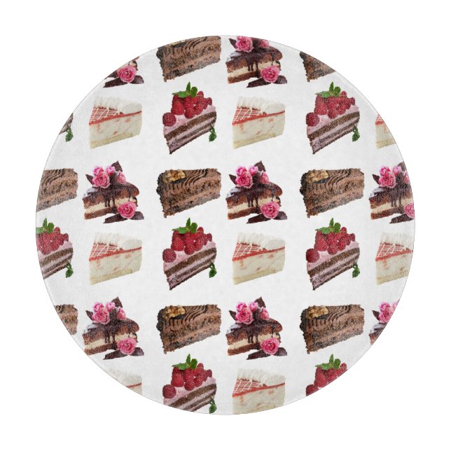 Cute Cakes Lovers Desserts Pattern Quirky Cutting Board (Front)
