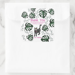 Cute Calavera Cats Kids Birthday Party Favour Square Sticker