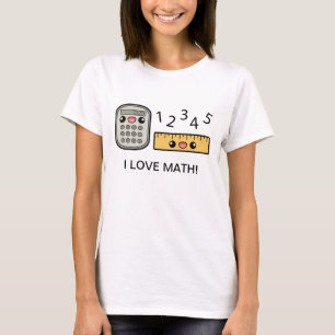 Cute Calculator And Ruler I Love Math T-Shirt