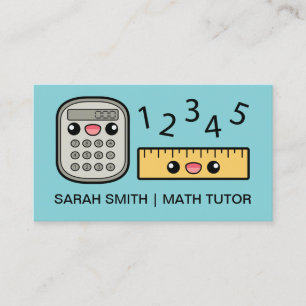 Cute Calculator And Ruler Math Tutor Business Card