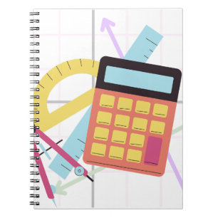 Cute Calculator and School Supplies Illustration Notebook
