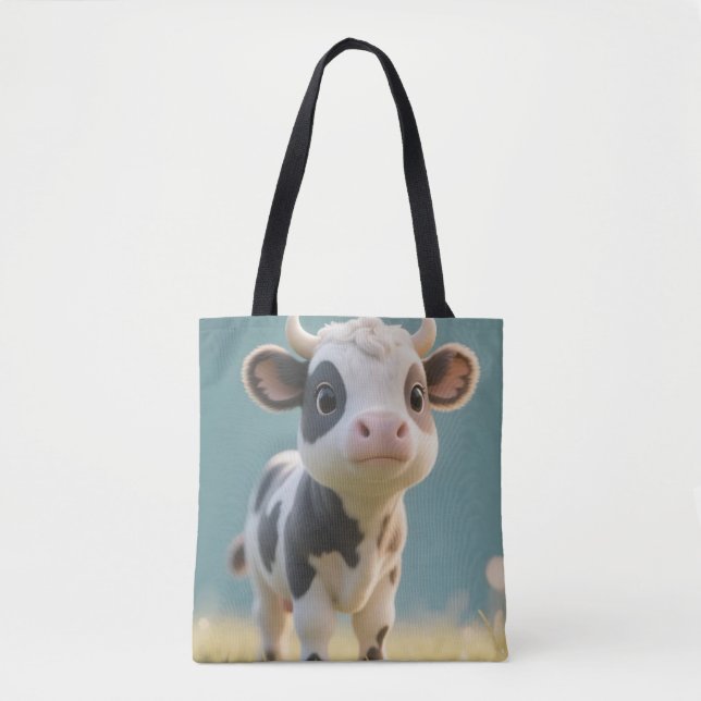 Cute Calf Meadow Tote Bag (Front)