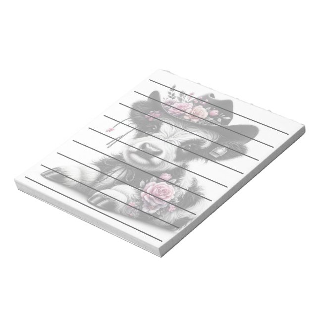 Cute Calf Wearing Hat Adorned with Flowers Notepad (Rotated)
