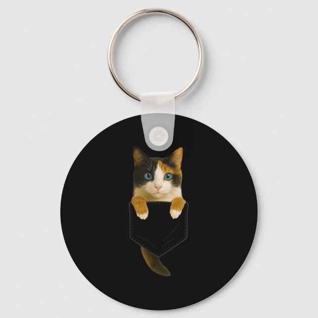 Cute Calico Cat Cket Funny Cat Mum Cat Dad Cat Lov Key Ring (Front)