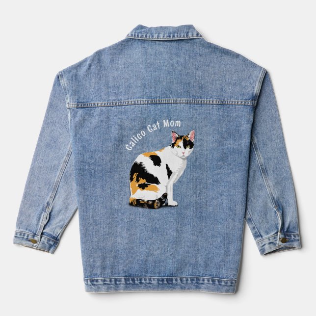 Cute Calico Cat Personalised Denim Jacket (Back)