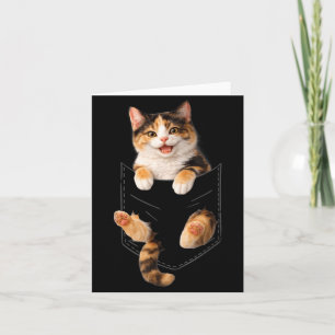 Cute Calico Cat Pocket Funny Kitty Mum Dad Lover Card