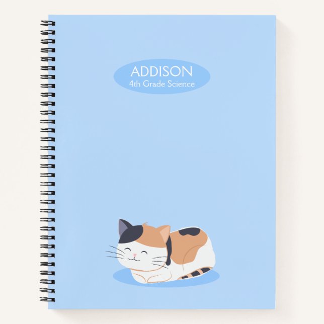 Cute Calico Cat Spiral Notebook (Front)