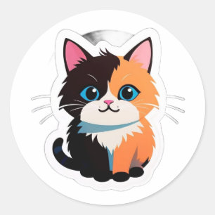 Cute Calico Cat Sticker – Adorable Dual-Tone Kitty