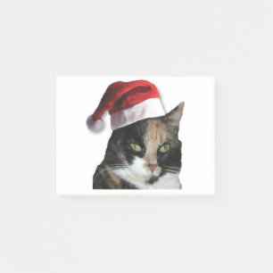 Cute Calico Cat Wearing Santa Hat Post-it Notes
