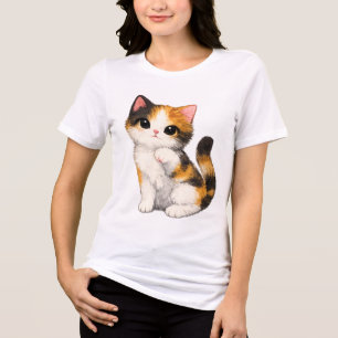 Cute Calico Kitten Tri-Blend Shirt