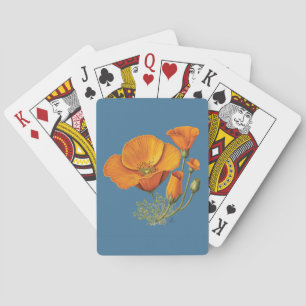 Cute California Poppy Flower Vintage Playing Cards