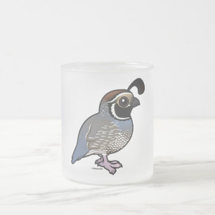 Cute California Quail Frosted Glass Coffee Mug