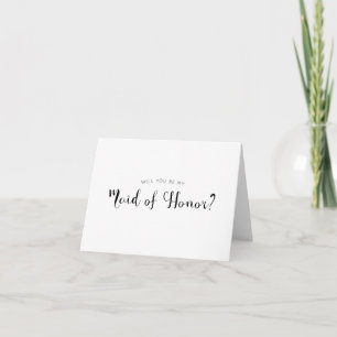 Cute Calligraphy Maid of Honour Proposal Card