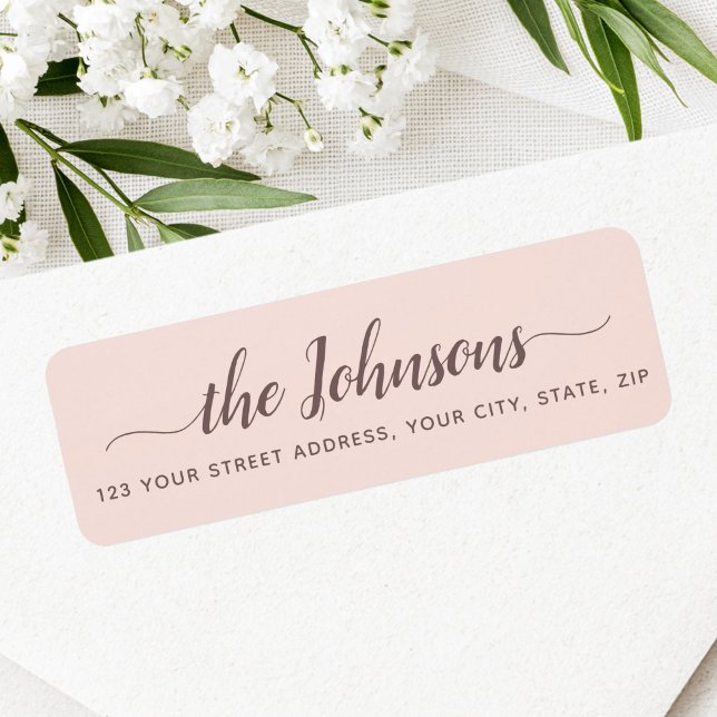 Cute calligraphy script blush pink return address (Cute calligraphy script blush pink return address label)