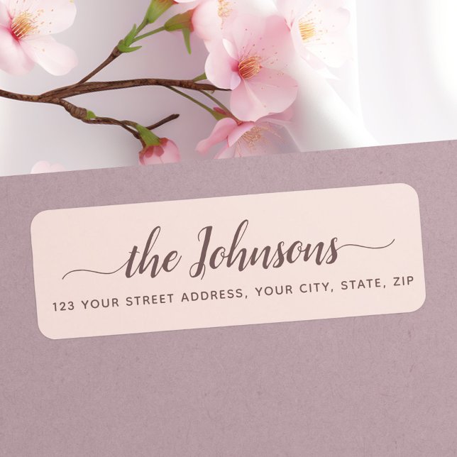 Cute calligraphy script blush pink return address (Cute calligraphy script blush pink return address label)