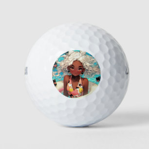 Cute Calm Summer Beach Swim Anime Girl Golf Balls