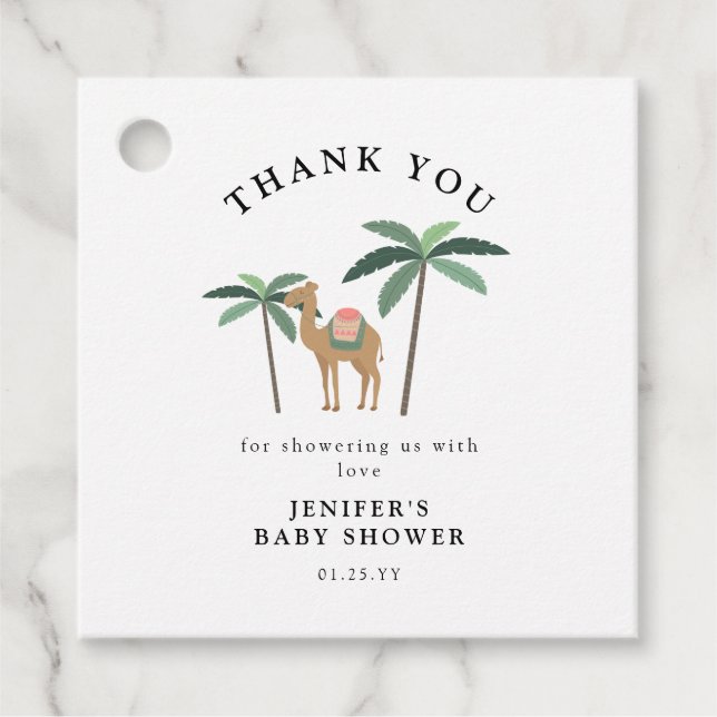 Cute Camel Baby Shower Thank You Favour Tag (Front)