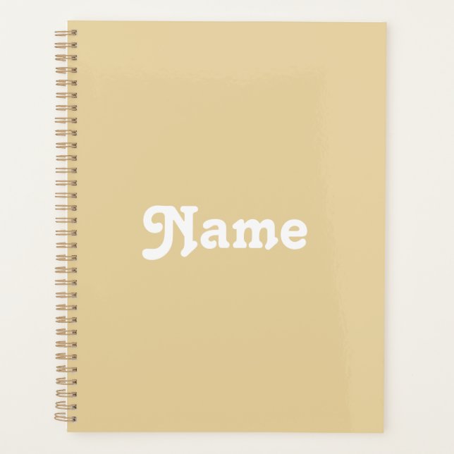 Cute camel beige custom name year monogram planner (Front)