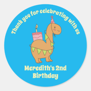 Cute Camel Cartoon Birthday Cake Kids Party Classic Round Sticker