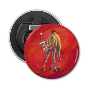 Cute Camel Christmas On Red Bottle Opener