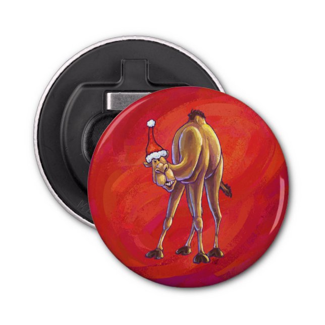 Cute Camel Christmas On Red Bottle Opener (Front)