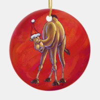 Cute Camel Christmas On Red