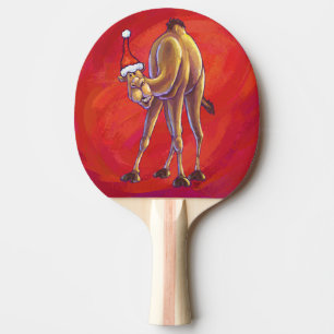 Cute Camel Christmas On Red Ping Pong Paddle